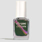 Cirque Colors Folie à Deux forest green nail polish bottle with magenta, green, and gold multichrome magnetic pigment